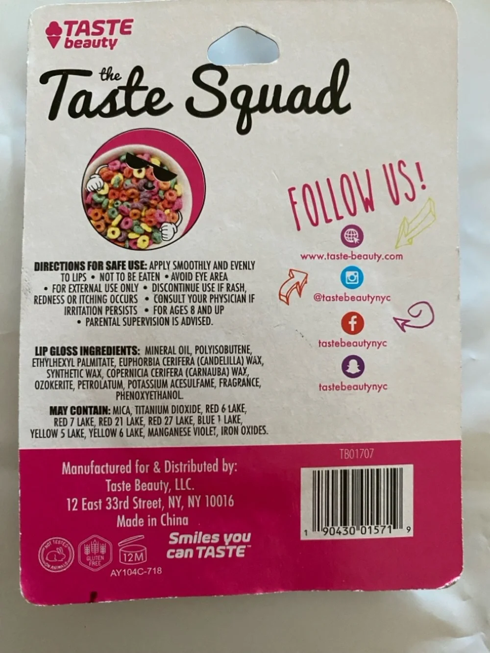 1-The Taste Squad Cereal Milk Flavored Lip Gloss